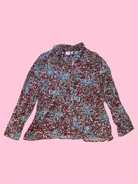 Rafaela Burgundy Dark Floral Button Down Shirt